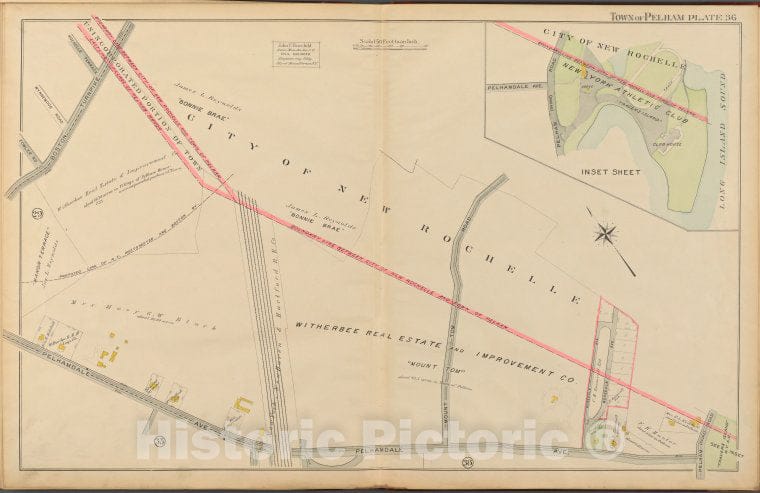 Historic 1908 Map - Mount Vernon, Double Page Plate No. 36 [Map Bounded By City Of - Vintage Wall Art