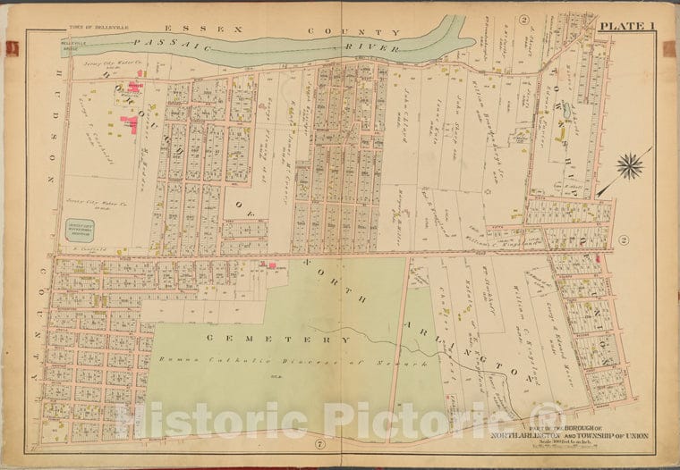 Historic 1912 Map - Bergen County, V. 2, Double Page Plate No. 1 [Map Bounded By Pas - Bergen County (N.J. - Vintage Wall Art