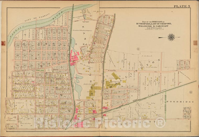Historic 1912 Map - Bergen County, V. 2, Double Page Plate No. 5 [Map Bounded By Pas - Bergen County (N.J. - Vintage Wall Art