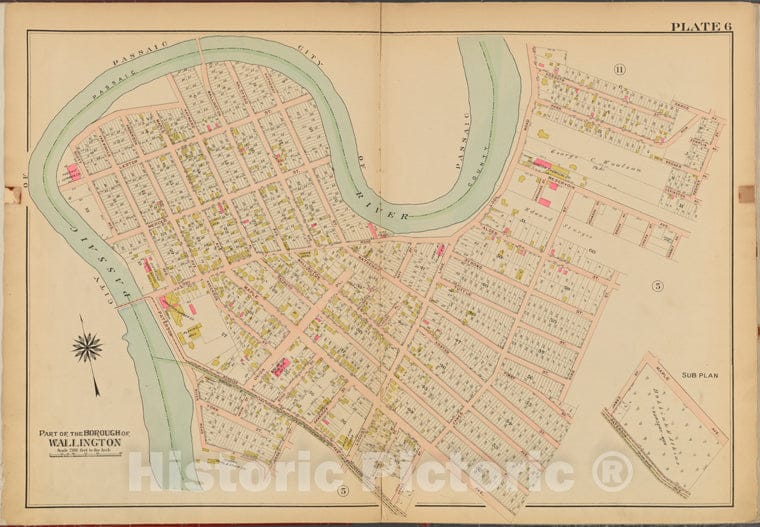 Historic 1912 Map - Bergen County, V. 2, Double Page Plate No. 6 [Map Bounded By Pas - Bergen County (N.J. - Vintage Wall Art