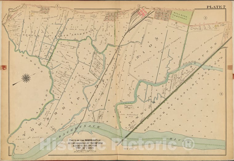Historic 1912 Map - Bergen County, V. 2, Double Page Plate No. 7 [Map Bounded By Sch - Bergen County (N.J. - Vintage Wall Art