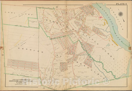 Historic Map - 1912 Bergen County, New Jersey (N.J.), V. 2, Double Page Plate No. 9 [Parts Of The Boroughs Of Moonachie And Little Ferry And Lodi Twp] - Vintage Wall Art