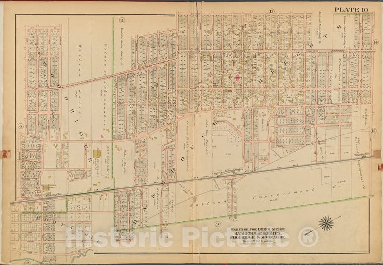 Historic 1912 Map - Bergen County, V. 2, Double Page Plate No. 10 [Map Bounded By Wo - Bergen County (N.J. - Vintage Wall Art