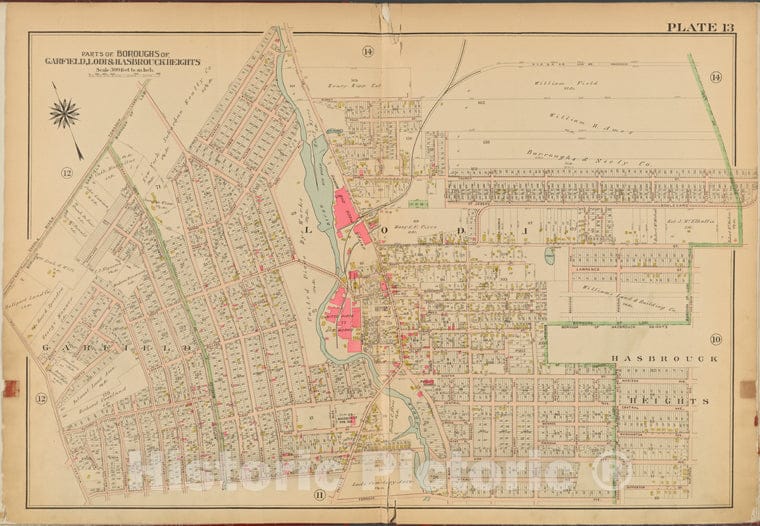 Historic 1912 Map - Bergen County, V. 2, Double Page Plate No. 13 [Map Bounded By Je - Bergen County (N.J. - Vintage Wall Art