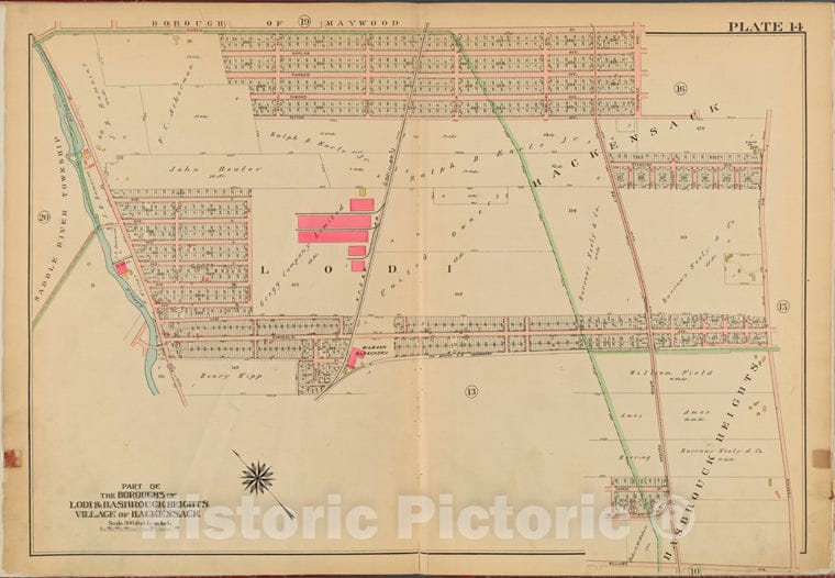 Historic Map - 1912 Bergen County, New Jersey (N.J.), V. 2, Double Page Plate No. 14 [Essex St, Terrace Ave, Williams Ave, Main St.] - Vintage Wall Art