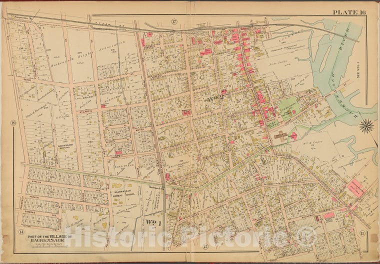 Historic 1912 Map - Bergen County, V. 2, Double Page Plate No. 16 [Map Bounded By Ha - Bergen County (N.J. - Vintage Wall Art