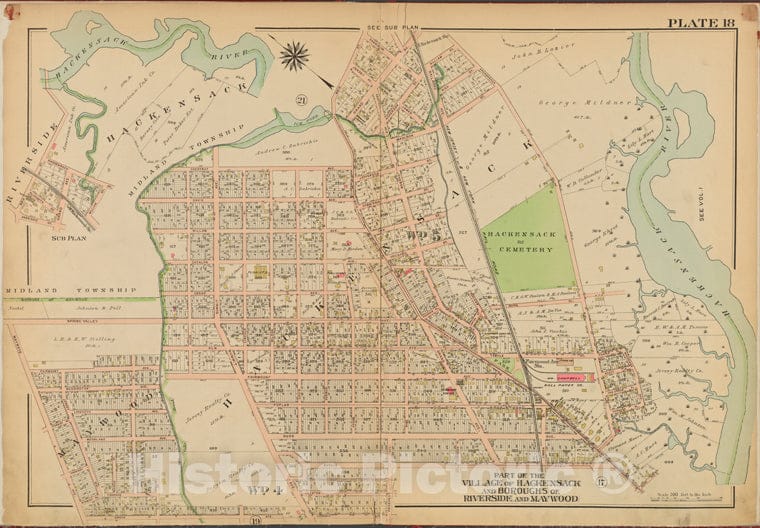 Historic 1912 Map - Bergen County, V. 2, Double Page Plate No. 18 [Map Bounded By Ha - Bergen County (N.J. - Vintage Wall Art