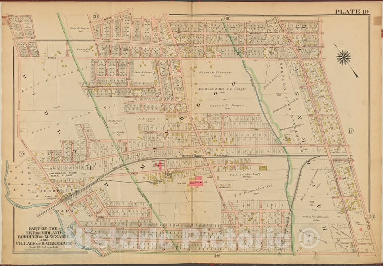 Historic Map - 1912 Bergen County, New Jersey (N.J.), V. 2, Double Page Plate No. 19 [Grove St, Prospect Ave, Essex St, Rochelle Ave.] - Vintage Wall Art