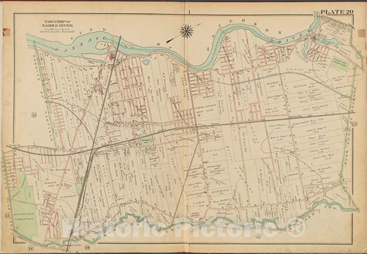 Historic 1912 Map - Bergen County, V. 2, Double Page Plate No. 20 [Map Bounded By Passaic River, Midland Twp.] - Bergen County (N.J. - Vintage Wall Art