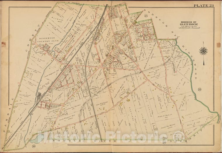 Historic 1912 Map - Bergen County, V. 2, Double Page Plate No. 23 [Borough Of Glen Rock] - Bergen County (N.J. - Vintage Wall Art