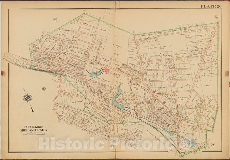 Historic 1912 Map - Bergen County, V. 2, Double Page Plate No. 26 [Map Bounded By Borough Of Midland Park] - Bergen County (N.J. - Vintage Wall Art