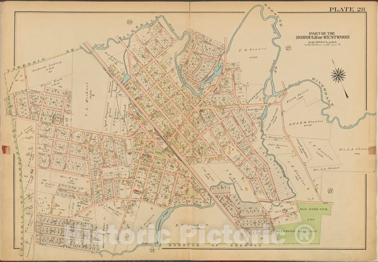 Historic 1912 Map - Bergen County, V. 2, Double Page Plate No. 28 [Part Of The Borough Of West Wood] - Bergen County (N.J. - Vintage Wall Art