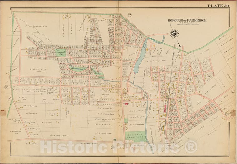 Historic 1912 Map - Bergen County, V. 2, Double Page Plate No. 30 [Borough Of Parkridge] - Bergen County (N.J. - Vintage Wall Art
