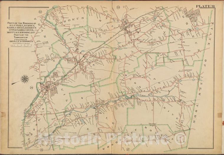 Historic 1912 Map - Bergen County, V. 2, Double Page Plate No. 31 [Parts Of The Boro - Bergen County (N.J. - Vintage Wall Art