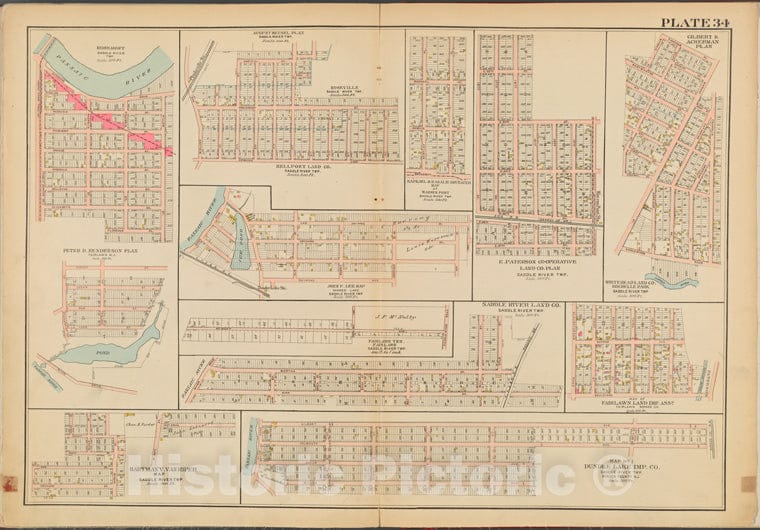 Historic 1912 Map - Bergen County, V. 2, Double Page Plate No. 34 [Map Of Rose Mont. - Bergen County (N.J. - Vintage Wall Art