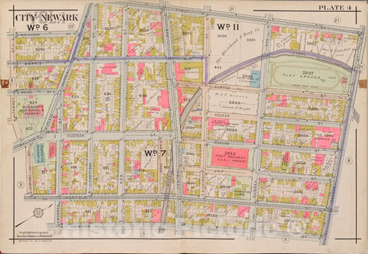 Historic Map - 1911 Newark, New York (N.Y.),1St St, Orange St, Newark St, Cabinet St. - Vintage Wall Art