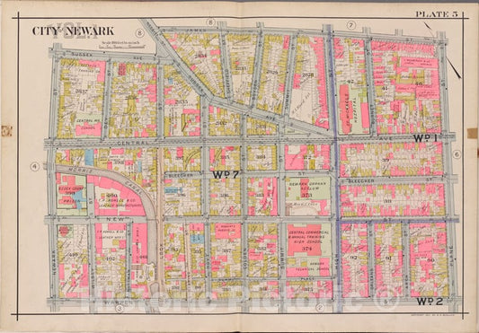 Historic Map - 1911 Newark, New York (N.Y.),James St, Plane St, Warren St, Newark St. - Vintage Wall Art