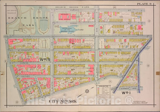 Historic Map - 1911 Newark, New York (N.Y.),Parker St, 4Th Ave, Stone St, 7Th Ave. - Vintage Wall Art
