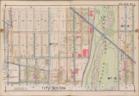 Historic Map - 1911 Newark, New York (N.Y.),1St Ave, Parker St, 4Th Ave, Lawton St. - Vintage Wall Art