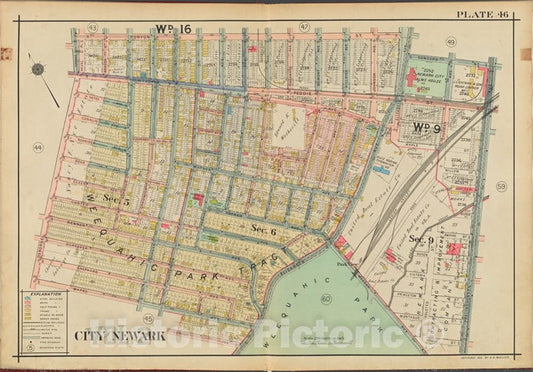 Historic Map - 1911 Newark, New Jersey (N.J.), V. 2, Double Page Plate No. 46 [Runyon St, Frelinghuysen Ave, Lehigh Ave, Mapes Ave.] - Vintage Wall Art