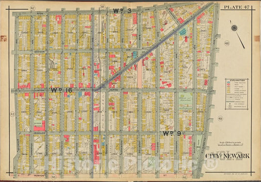 Historic Map - 1911 Newark, New Jersey (N.J.), V. 2, Double Page Plate No. 47 [Avon Ave, Elizabeth Ave, Runyon St, Seymour Ave.] - Vintage Wall Art