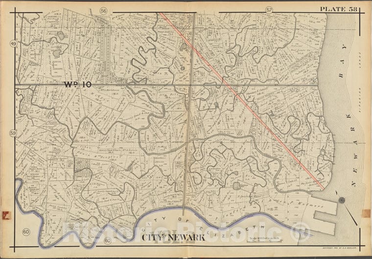 Historic 1911-12 Map - Newark, V. 2, Double Page Plate No. 58 [Map City Of Newark] - Newark (N.J. - Vintage Wall Art