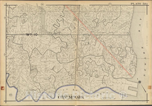 Historic 1911-12 Map - Newark, V. 2, Double Page Plate No. 58 [Map City Of Newark] - Newark (N.J. - Vintage Wall Art
