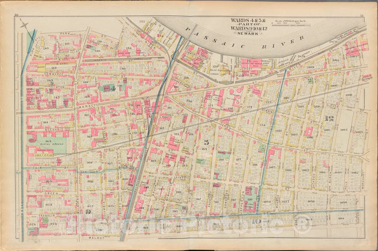 Historic 1881 Map - Essex County, Left Page Plate: [Map Bounded By Park St, Union S - Vintage Wall Art