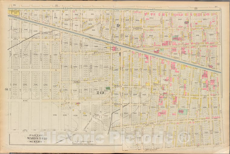 Historic 1881 Map - Essex County, Left Page Plate: [Map Bounded By Broad St, Thomas - Vintage Wall Art