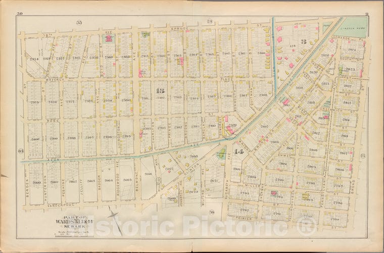 Historic 1881 Map - Essex County, Left Page Plate: [Map Bounded By 18Th Ave, Broome - Vintage Wall Art