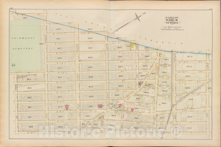 Historic 1881 Map - Essex County, Left Page Plate: [Map Bounded By S. 18Th St, 9Th - Vintage Wall Art