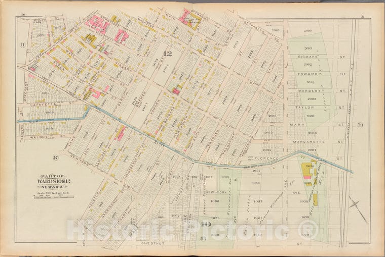 Historic 1881 Map - Essex County, Left Page Plate: [Map Bounded By Clover St, Chest - Vintage Wall Art