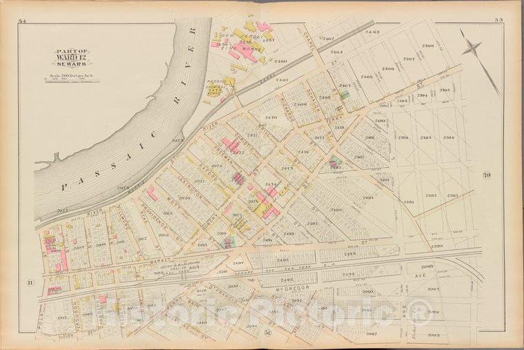 Historic 1881 Map - Essex County, Left Page Plate: [Map Bounded By Passaic River, Cl - Vintage Wall Art