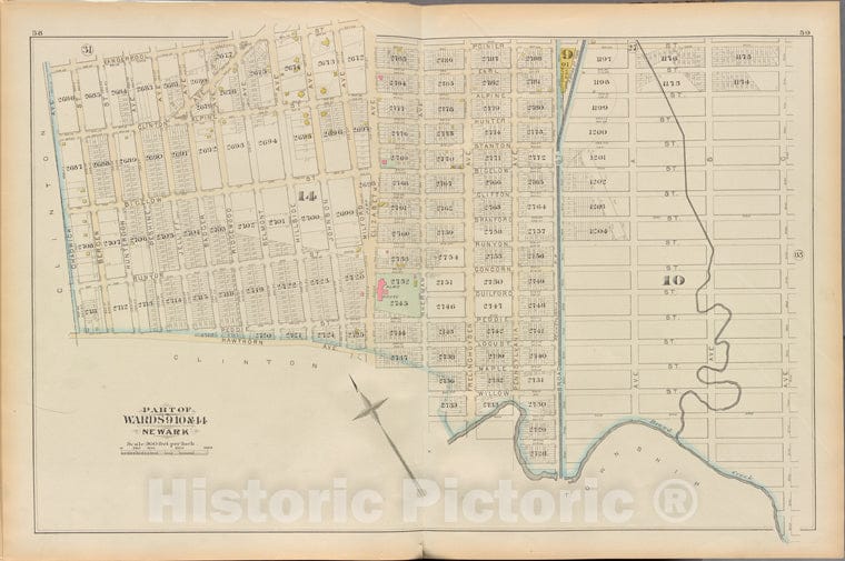 Historic 1881 Map - Essex County, Left Page Plate: [Map Bounded By Vanderpool St, S - Vintage Wall Art