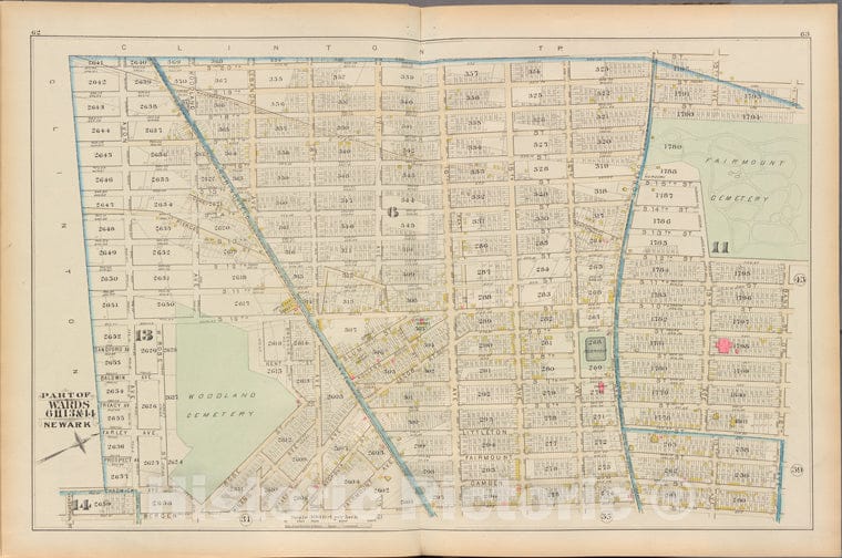 Historic 1881 Map - Essex County, Left Page Plate: [Map Bounded By S. 20Th St, 16Th - Vintage Wall Art