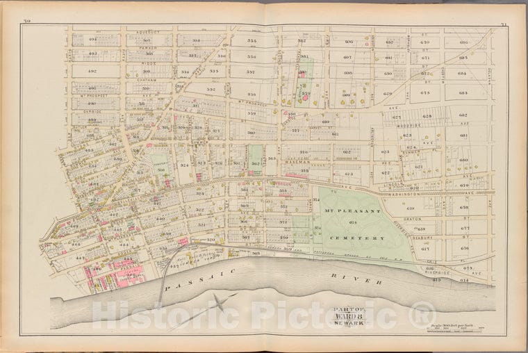 Historic 1881 Map - Essex County, Left Page Plate: [Map Bounded By Aqueduct St, Ori - Vintage Wall Art