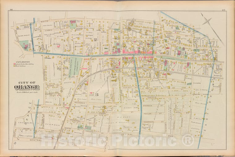 Historic 1881 Map - Essex County, Left Page Plate: [Map Bounded By White St, Cone S - Vintage Wall Art