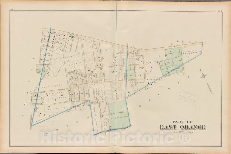 Historic 1881 Map - Essex County, Left Page Plate: [Map Bounded By Central Ave, Wes - Vintage Wall Art