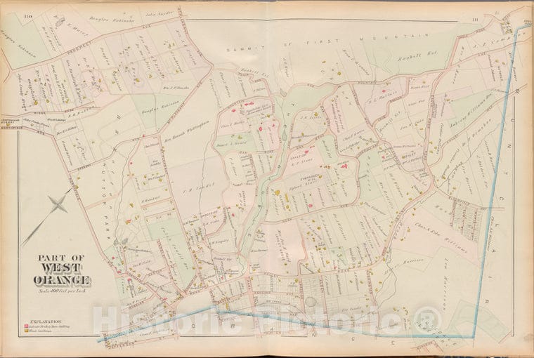 Historic 1881 Map - Essex County, Left Page Plate: [Part Of West Orange] - Vintage Wall Art
