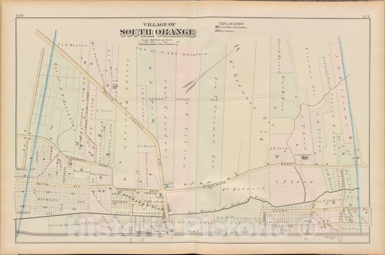Historic 1881 Map - Essex County, Left Page Plate: [Village Of South Orange] - Vintage Wall Art