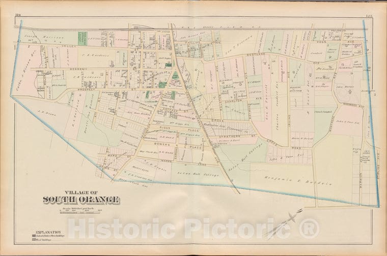 Historic 1881 Map - Essex County, Left Page Plate: [Village Of South Orange] - Vintage Wall Art, V2