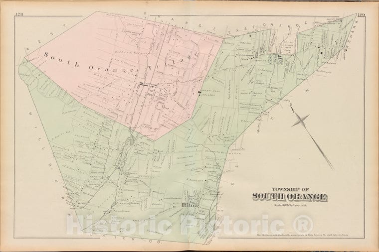 Historic 1881 Map - Essex County, Left Page Plate: [Township Of South Orange] - Vintage Wall Art