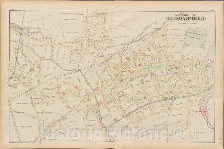 Historic 1881 Map - Essex County, Left Page Plate: [Part Of Township Of Bloomfield] - Vintage Wall Art