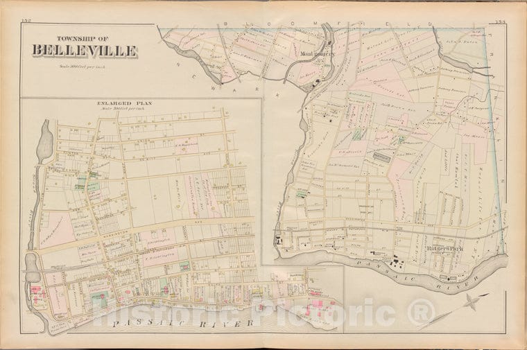 Historic 1881 Map - Essex County, Left Page Plate: [Map Bounded By Township Of Belle - Vintage Wall Art