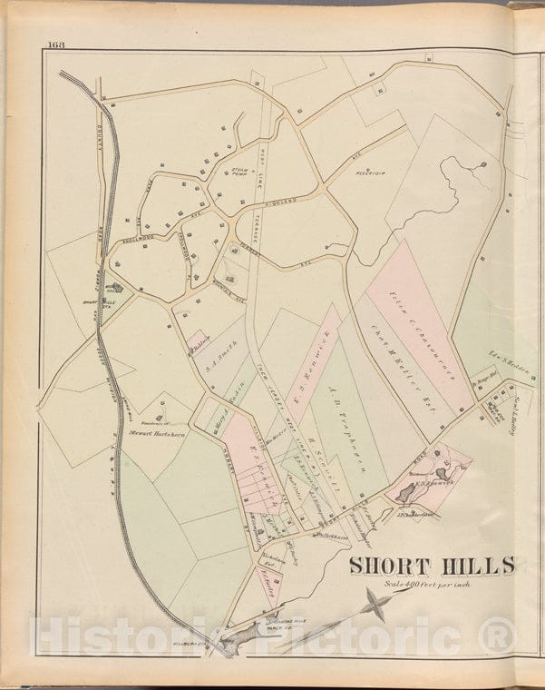 Historic 1881 Map - Essex County, Left Page Plate: [Map Of Short Hills] - Vintage Wall Art