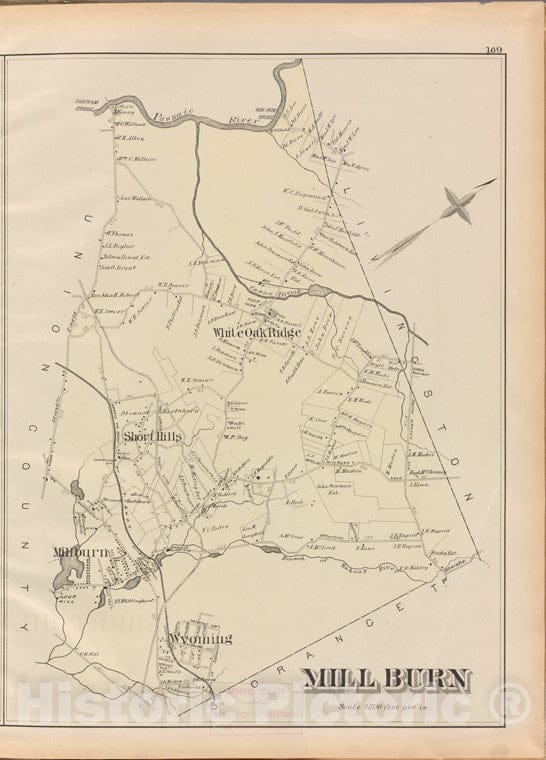 Historic 1881 Map - Essex County, Right Page Plate: [Map Of Mill Burn] - Vintage Wall Art