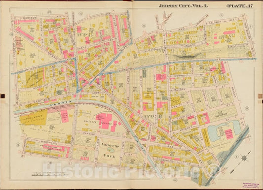 Historic Map - 1908 Hudson County, New York (N.Y.), Madison Ave, Crescent Ave, Montgomery St, Bright St, Van Horne St, Bramhall Ave. - Vintage Wall Art