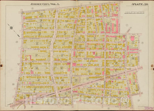 Historic Map - 1908 Hudson County, New York (N.Y.), Communipaw Ave, Clerk St, Orient Ave, West Side Ave. - Vintage Wall Art