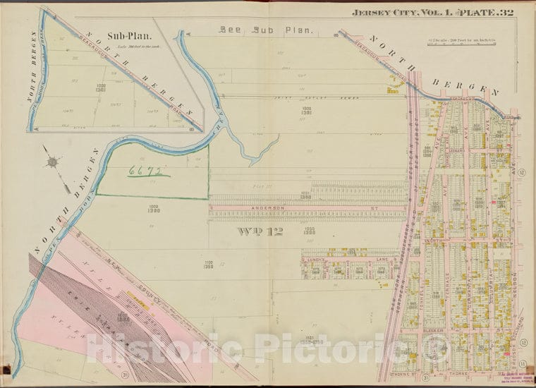 Historic Map - 1908 Hudson County, New York (N.Y.), Seacaucus Rd, Nelson Ave, Thorne St, North Bergen - Vintage Wall Art