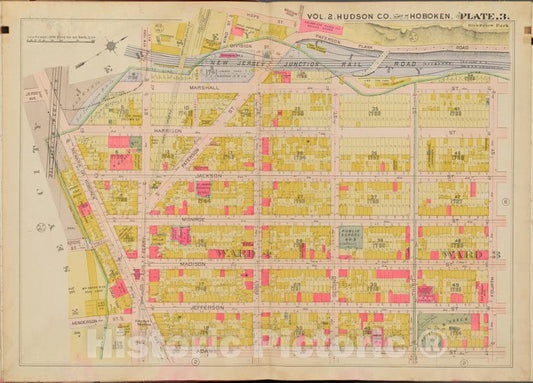 Historic Map - 1908 Hudson County, New York (N.Y.), Division St, 4Th St, Adams St, Jersey City - Vintage Wall Art